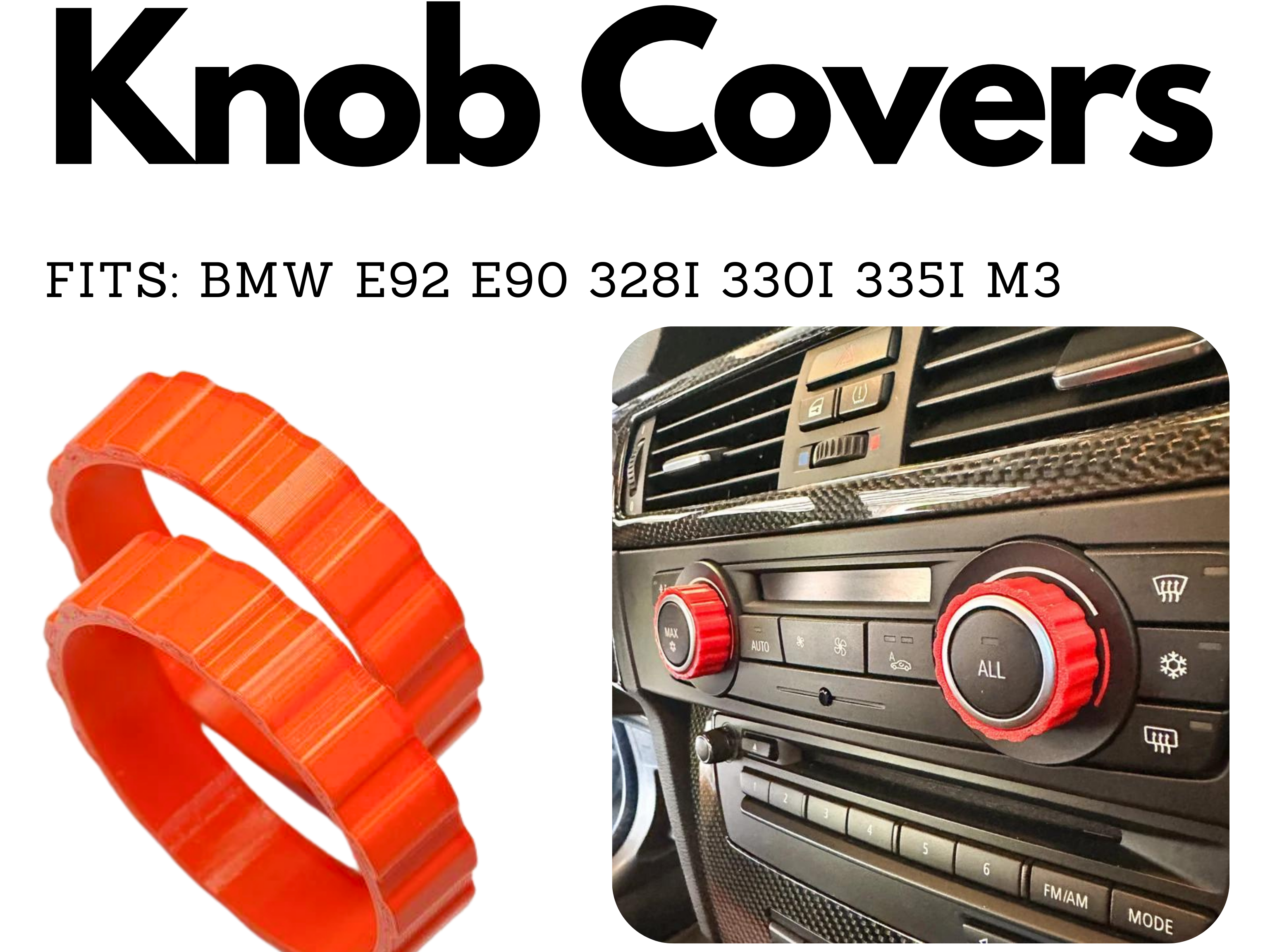 2 Knobs Set for BMW e92 e90 328i 330i 335i M3 AC knob covers - shielding your original knobs from scratches, scuffs, and daily wear and tear