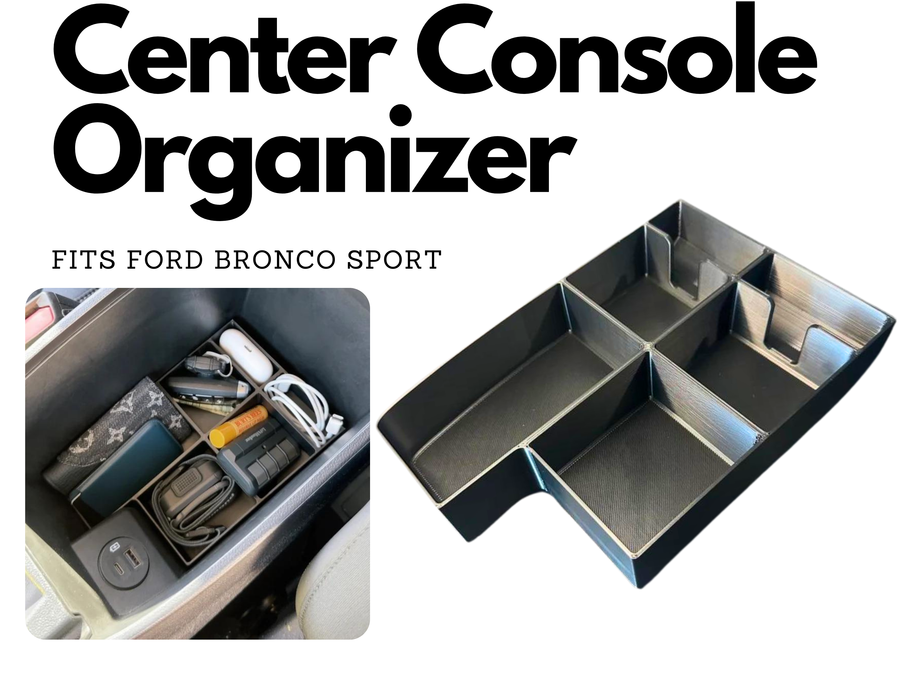 Divider Organizer for Ford Bronco Sport 21, 22, 23, 24  Center Console with Our Multi-Compartment Divider Organizer