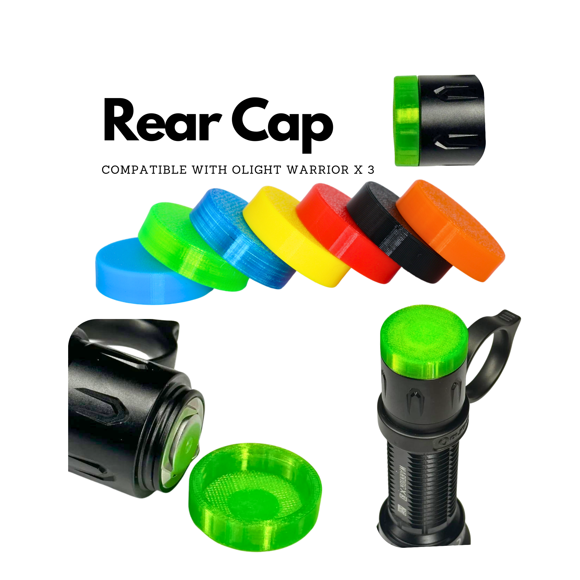 Rear cap compatible with Olight Warrior X 3
